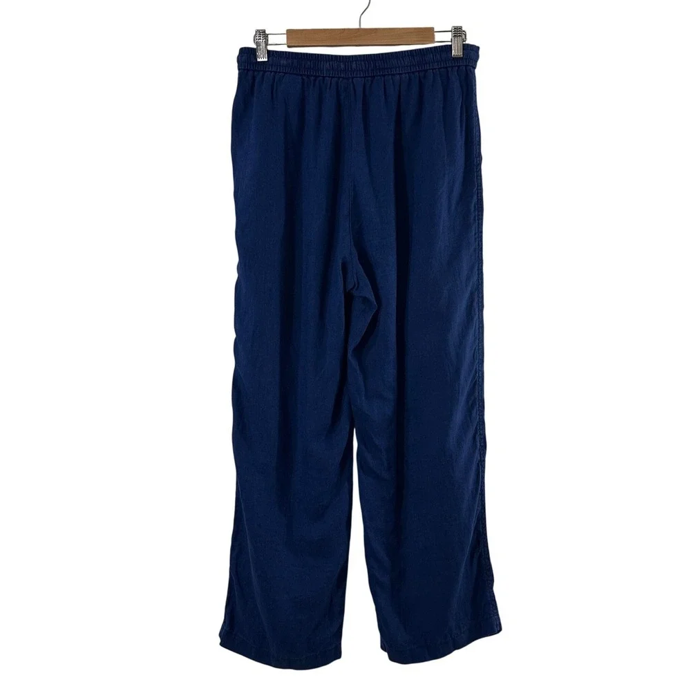 Banana‎ Republic Womens Blue 100% Linen Wide Leg Drawstring Pants Size M Relaxed